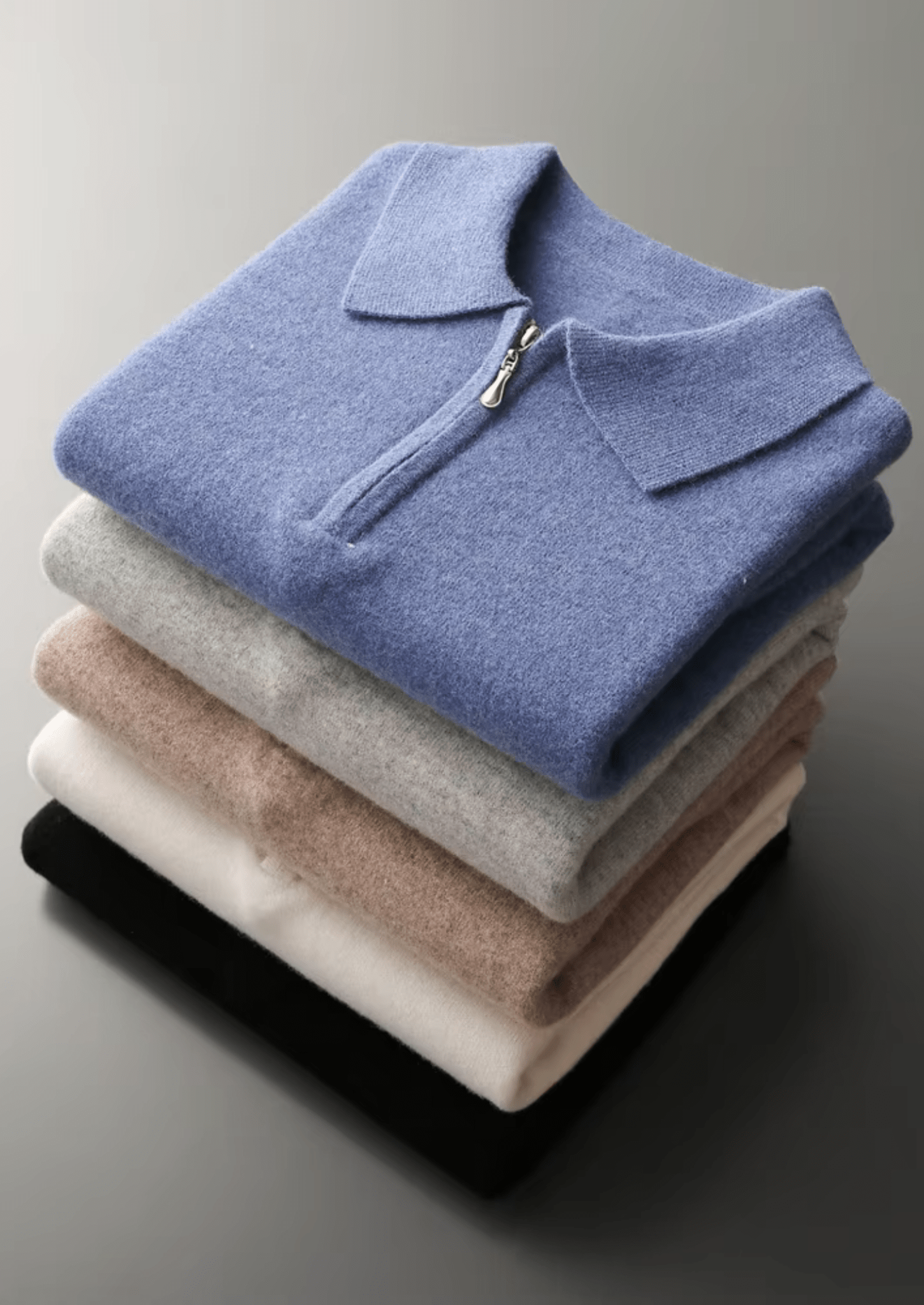 PURE EXTRA - FINE MERINO WOOL HALF ZIP POLO - Derada