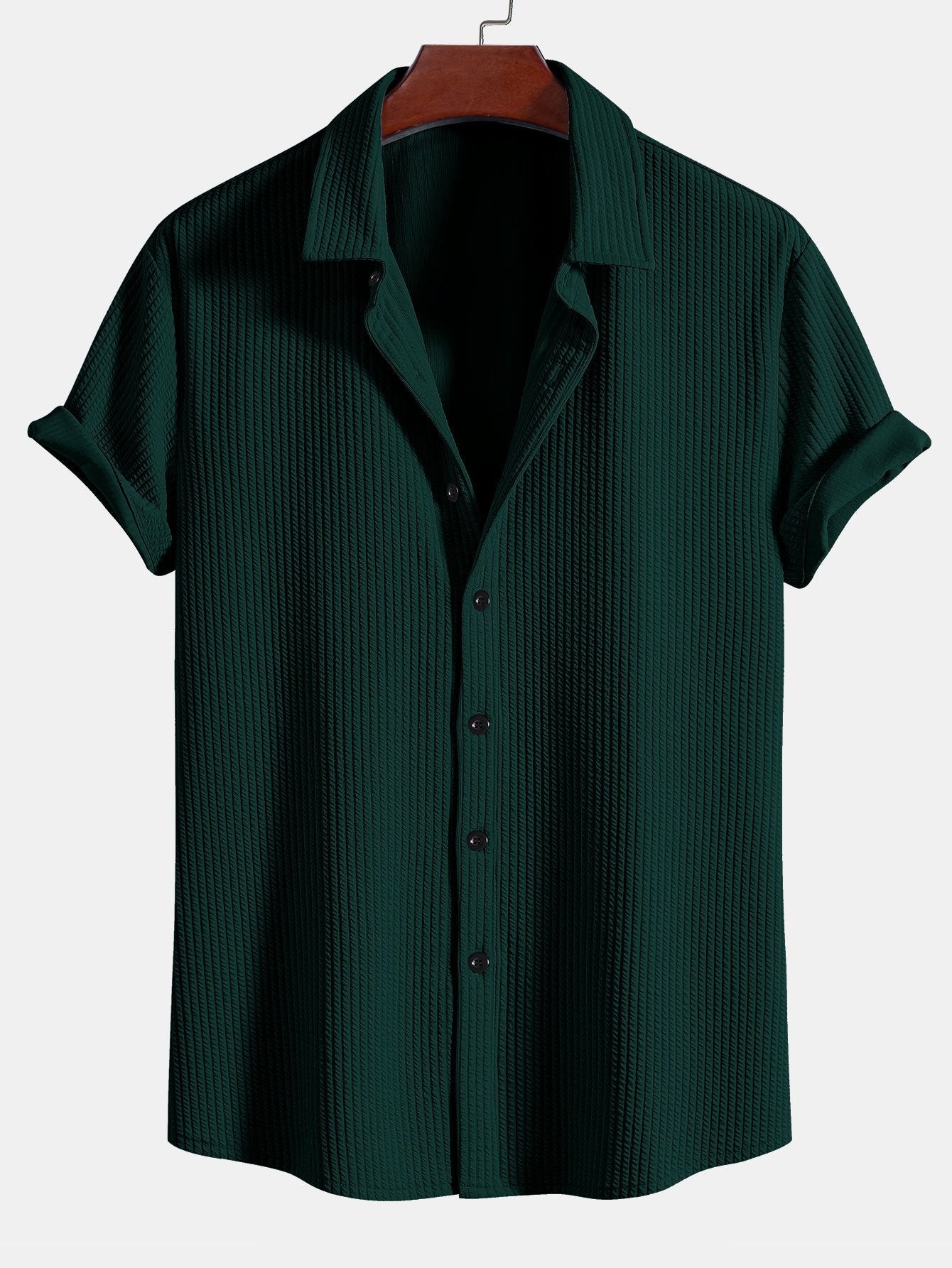 Derada | Geribbeld Button - Up Comfort Shirt - Derada Fashion