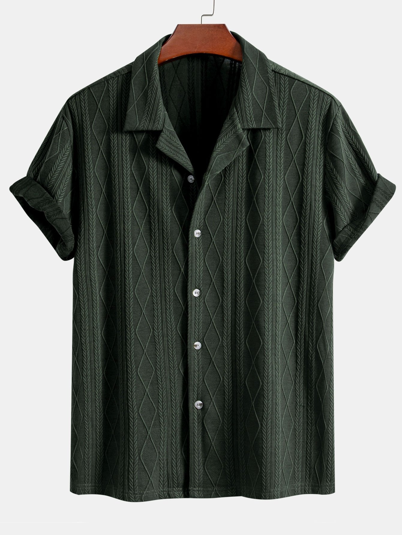 Derada | Rhombus Jacquard Cuban Shirt - Derada Fashion