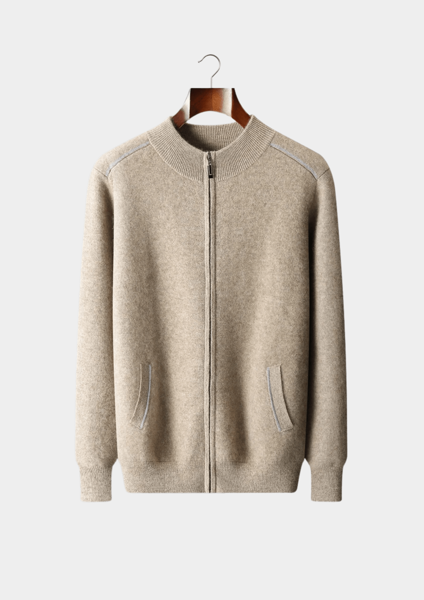 PREMIUM CASHMERE TWO TONE ZIP CARDIGAN - Derada